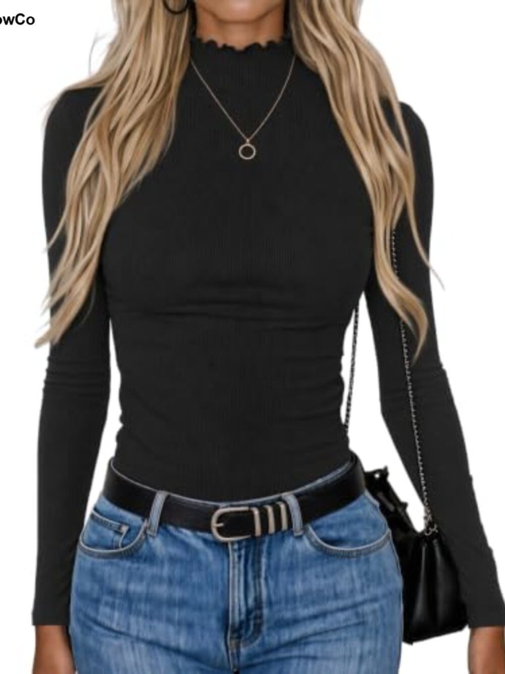 Zeagoo Women's Long Sleeve Mock Neck Ribbed Slim Fit T-Shirt Top